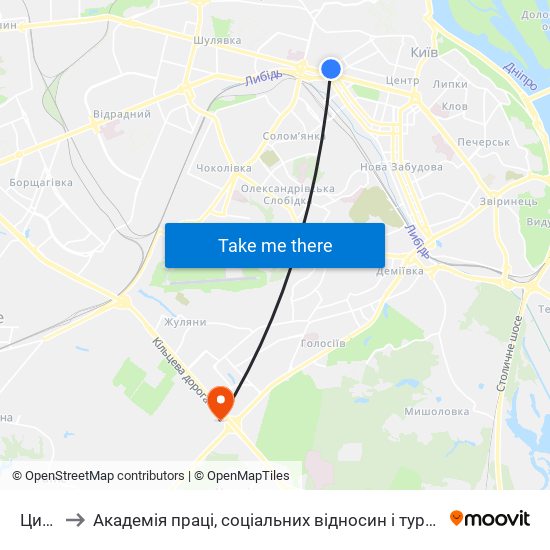 Цирк to Академія праці, соціальних відносин і туризму map