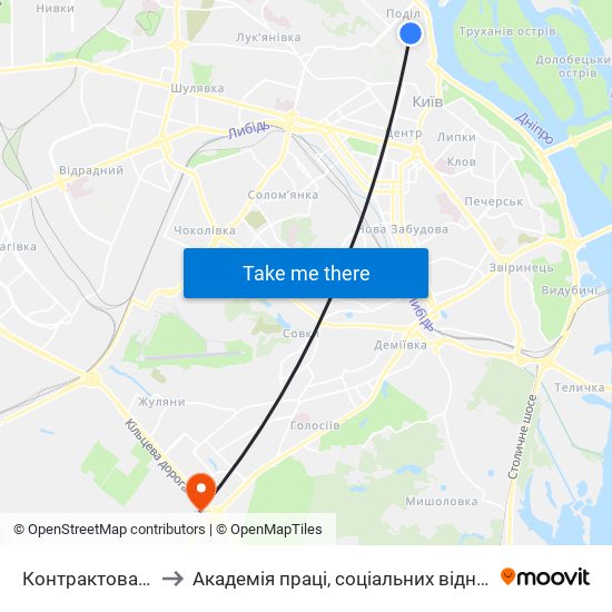 Контрактова Площа to Академія праці, соціальних відносин і туризму map