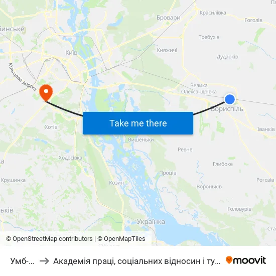 Умб-17 to Академія праці, соціальних відносин і туризму map