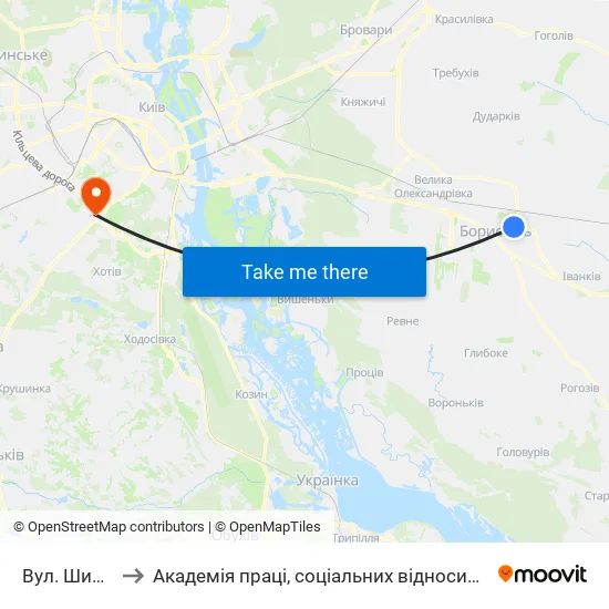 Вул. Широка to Академія праці, соціальних відносин і туризму map