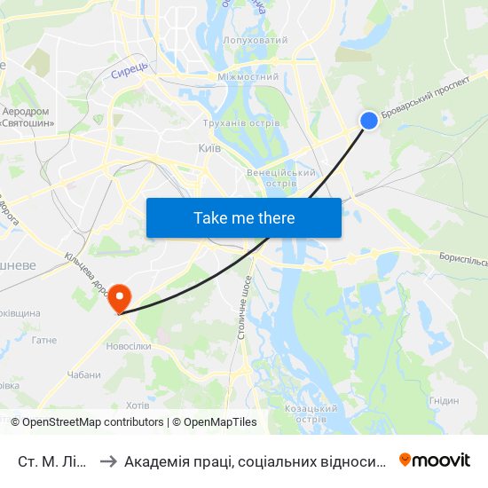 Ст. М. Лісова to Академія праці, соціальних відносин і туризму map