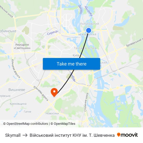 Skymall to Військовий інститут КНУ ім. Т. Шевченка map