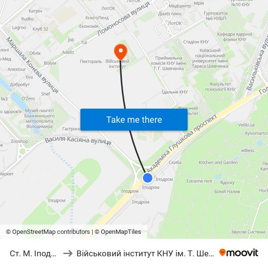 Ст. М. Іподром to Військовий інститут КНУ ім. Т. Шевченка map