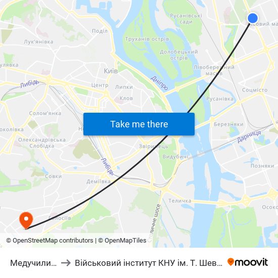 Медучилище to Військовий інститут КНУ ім. Т. Шевченка map