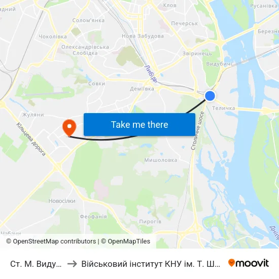 Ст. М. Видубичi to Військовий інститут КНУ ім. Т. Шевченка map