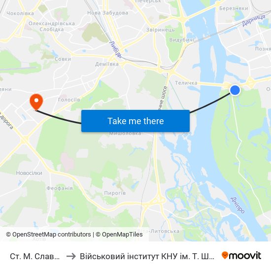 Ст. М. Славутич to Військовий інститут КНУ ім. Т. Шевченка map