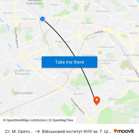 Ст. М. Святошин to Військовий інститут КНУ ім. Т. Шевченка map