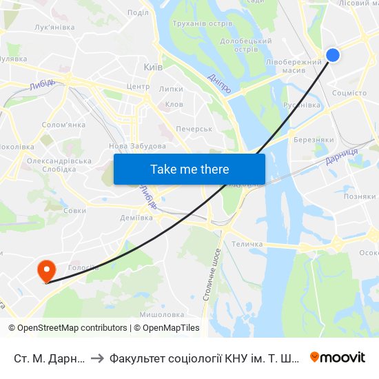 Ст. М. Дарниця to Факультет соціології КНУ ім. Т. Шевченка map