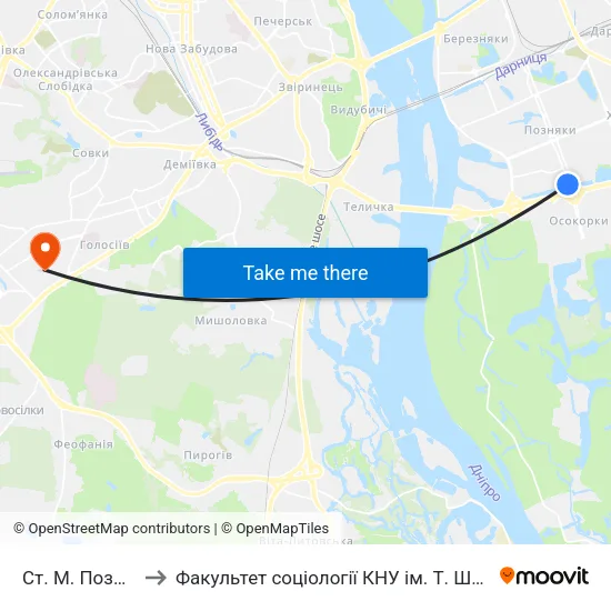 Ст. М. Позняки to Факультет соціології КНУ ім. Т. Шевченка map