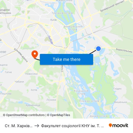 Ст. М. Харківська to Факультет соціології КНУ ім. Т. Шевченка map