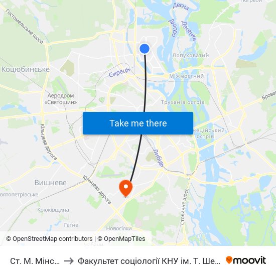 Ст. М. Мінська to Факультет соціології КНУ ім. Т. Шевченка map