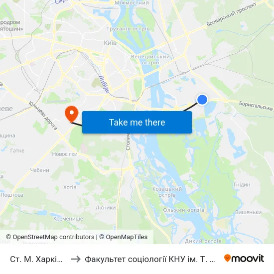 Ст. М. Харківська to Факультет соціології КНУ ім. Т. Шевченка map
