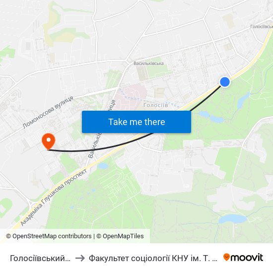 Голосіївський Парк to Факультет соціології КНУ ім. Т. Шевченка map