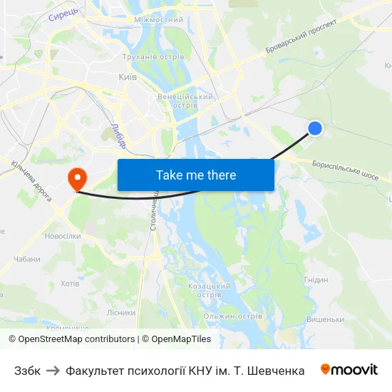Ззбк to Факультет психології КНУ ім. Т. Шевченка map
