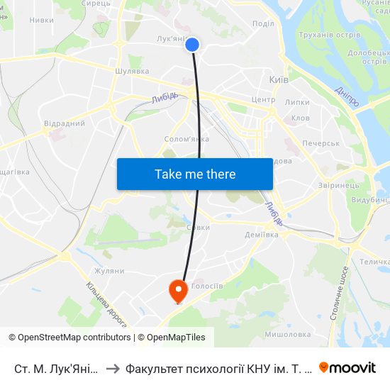 Ст. М. Лук'Янівська to Факультет психології КНУ ім. Т. Шевченка map