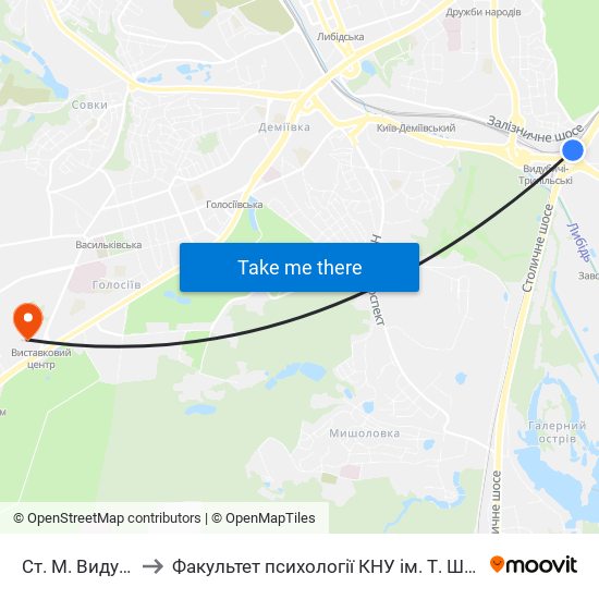 Ст. М. Видубичi to Факультет психології КНУ ім. Т. Шевченка map