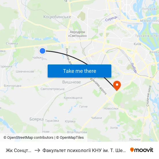 Жк Сонцтаун to Факультет психології КНУ ім. Т. Шевченка map