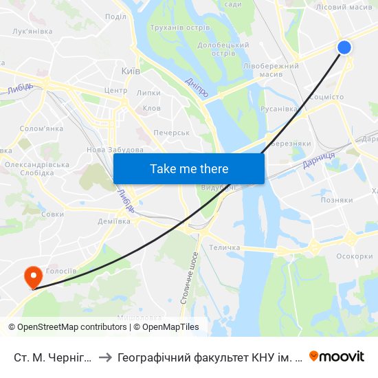 Ст. М. Чернігівська to Географічний факультет КНУ ім. Т. Шевченка map