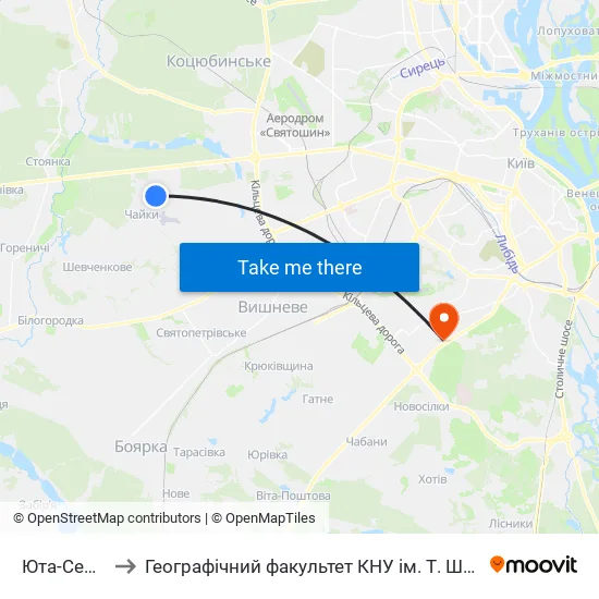 Юта-Сервіс to Географічний факультет КНУ ім. Т. Шевченка map