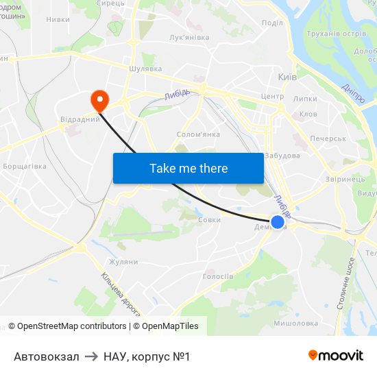 Автовокзал to НАУ, корпус №1 map