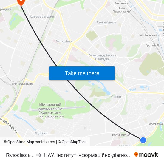 Голосіївський Парк to НАУ, Інститут інформаційно-діагностичних систем 11 корпус map