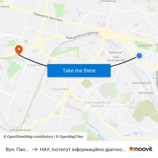 Вул. Паньківська to НАУ, Інститут інформаційно-діагностичних систем 11 корпус map