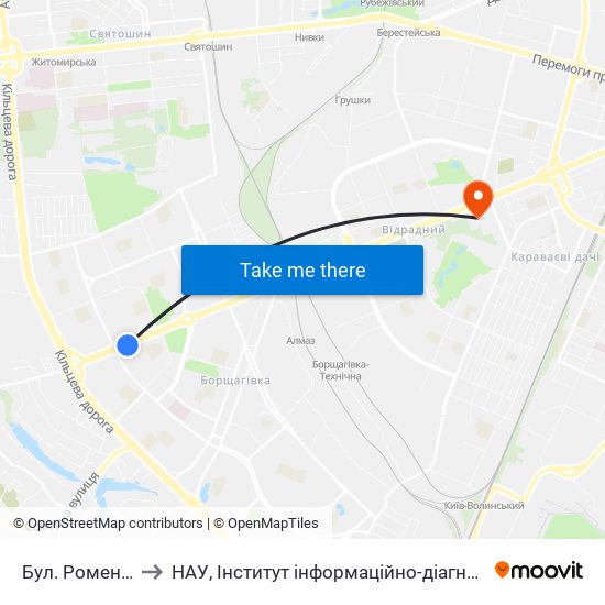 Бул. Ромена Роллана to НАУ, Інститут інформаційно-діагностичних систем 11 корпус map