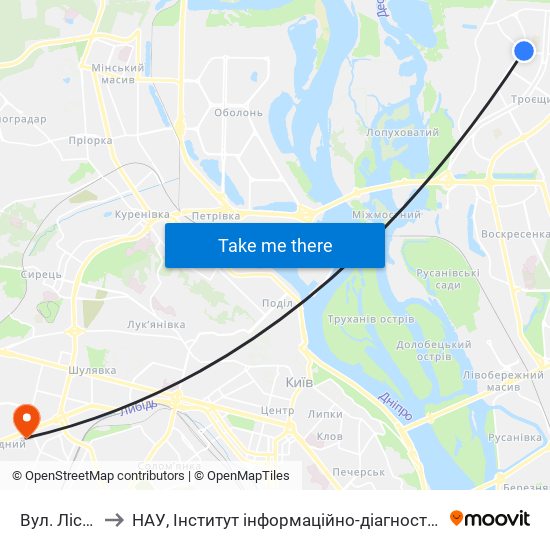 Вул. Лісківська to НАУ, Інститут інформаційно-діагностичних систем 11 корпус map