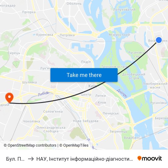 Бул. Перова to НАУ, Інститут інформаційно-діагностичних систем 11 корпус map