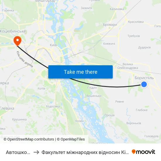 Автошкола to Факультет міжнародних відносин КіМУ map