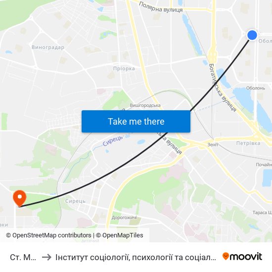 Ст. М. Мінська to Інститут соціології, психології та соціальних комунікацій НПУ ім. М.П. Драгоманова map