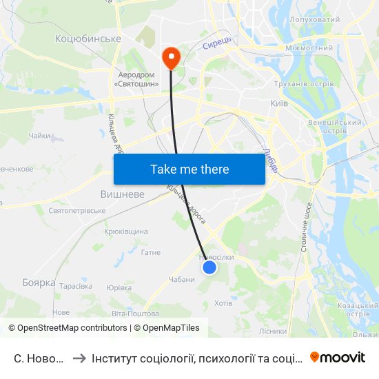 С. Новосілки (Центр) to Інститут соціології, психології та соціальних комунікацій НПУ ім. М.П. Драгоманова map