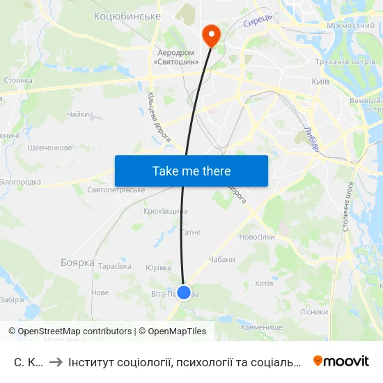 С. Круглик to Інститут соціології, психології та соціальних комунікацій НПУ ім. М.П. Драгоманова map