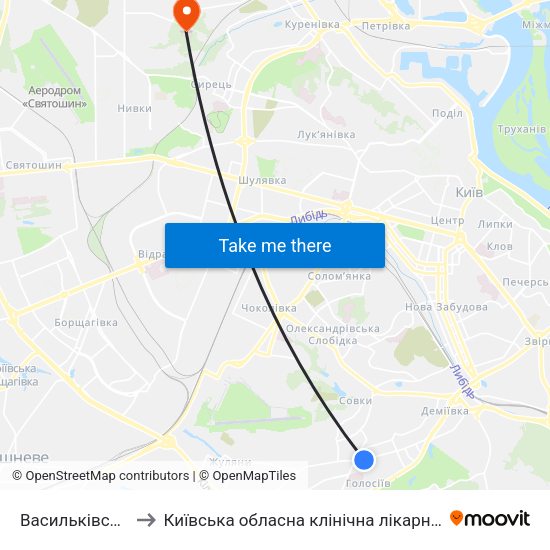 Васильківська to Київська обласна клінічна лікарня #2 map