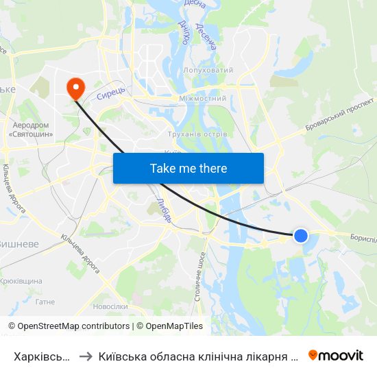 Харківська to Київська обласна клінічна лікарня #2 map