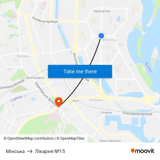Мінська to Лікарня №15 map