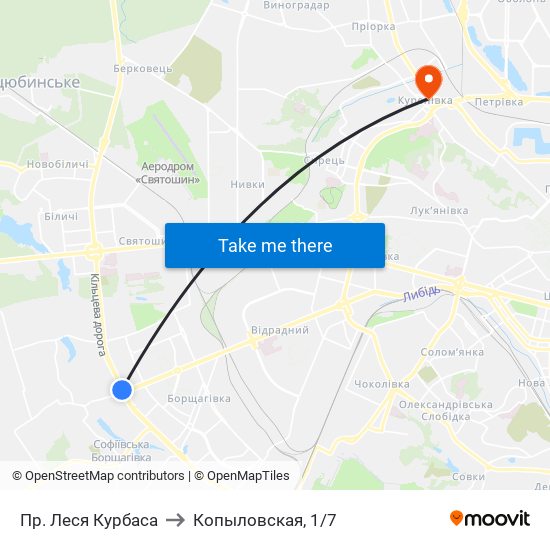 Пр. Леся Курбаса to Копыловская, 1/7 map
