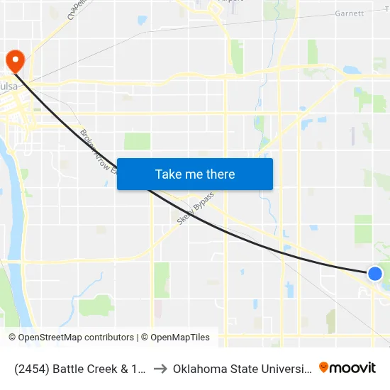 (2454) Battle Creek & 145th Ave to Oklahoma State University - Tulsa map