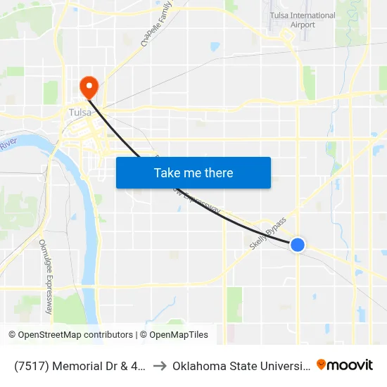 (7517) Memorial Dr & 40th St Sb to Oklahoma State University - Tulsa map