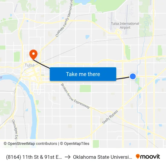 (8164) 11th St & 91st E Ave Wb to Oklahoma State University - Tulsa map