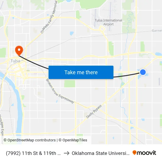 (7992) 11th St & 119th E Ave Eb to Oklahoma State University - Tulsa map