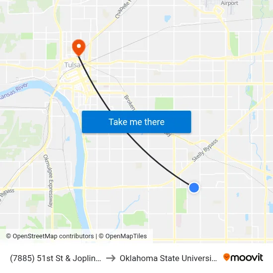 (7885) 51st St & Joplin Ave Wb to Oklahoma State University - Tulsa map