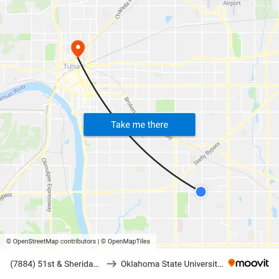 (7884) 51st & Sheridan Rd Wb to Oklahoma State University - Tulsa map