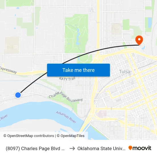 (8097) Charles Page Blvd & 28th W Ave Eb to Oklahoma State University - Tulsa map