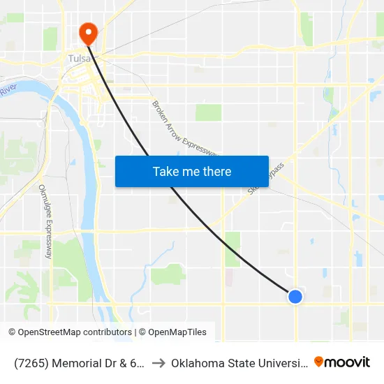 (7265) Memorial Dr & 68th St Sb to Oklahoma State University - Tulsa map