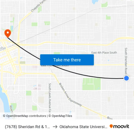 (7678) Sheridan Rd & 15th St Sb to Oklahoma State University - Tulsa map