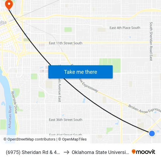 (6975) Sheridan Rd & 41st St Nb to Oklahoma State University - Tulsa map