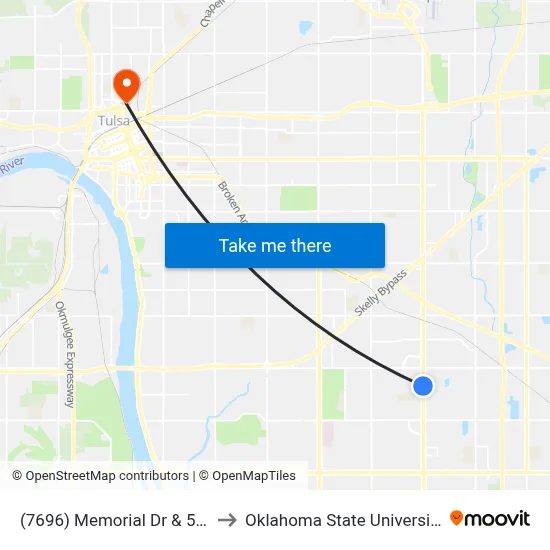 (7696) Memorial Dr & 55th St Sb to Oklahoma State University - Tulsa map