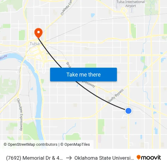 (7692) Memorial Dr & 46th St Sb to Oklahoma State University - Tulsa map