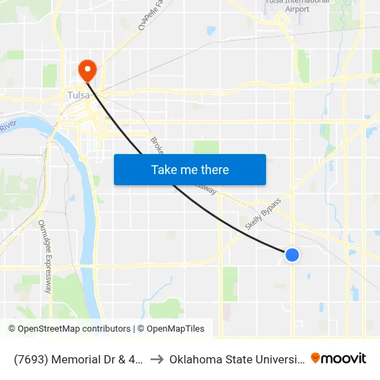 (7693) Memorial Dr & 48th St Sb to Oklahoma State University - Tulsa map